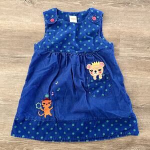 Gymboree Blue Ribbed Corduroy Jumper Dress Blue W/Patches Size 2T Toddler Girl